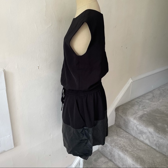 Vince Black Genuine Leather Contrast Band Dress - Picture 8 of 11